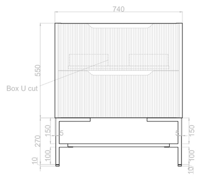 750mm * Matt Black   *Fluted style                        * 2 tiers                 2 Drawers                           *Freestanding