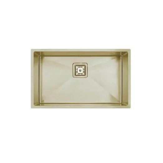 Vanté Nano Coated Single Large Bowl Kitchen Sink - R10 Corner - SS 304 Stainless Steel - 750mm - PVD Champagne Gold