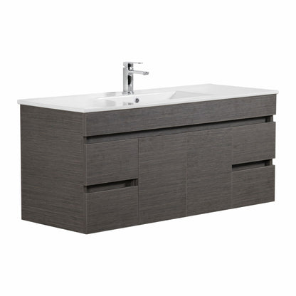 1500mm Evie Wall Hung Vanity PVC - Cabinet Only - Single/Double Bowl - Dark Brown