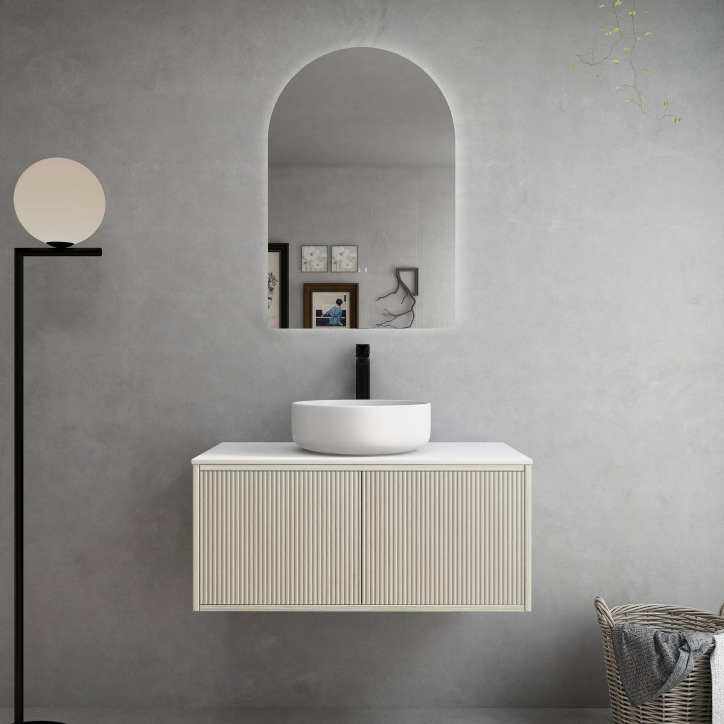 Bellevue Ensuite Slim Wall Hung Vanity -   Coastal Oak - 900mm