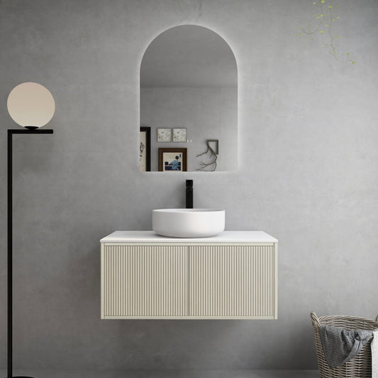 Bellevue Ensuite Slim Wall Hung Vanity -   Coastal Oak - 900mm