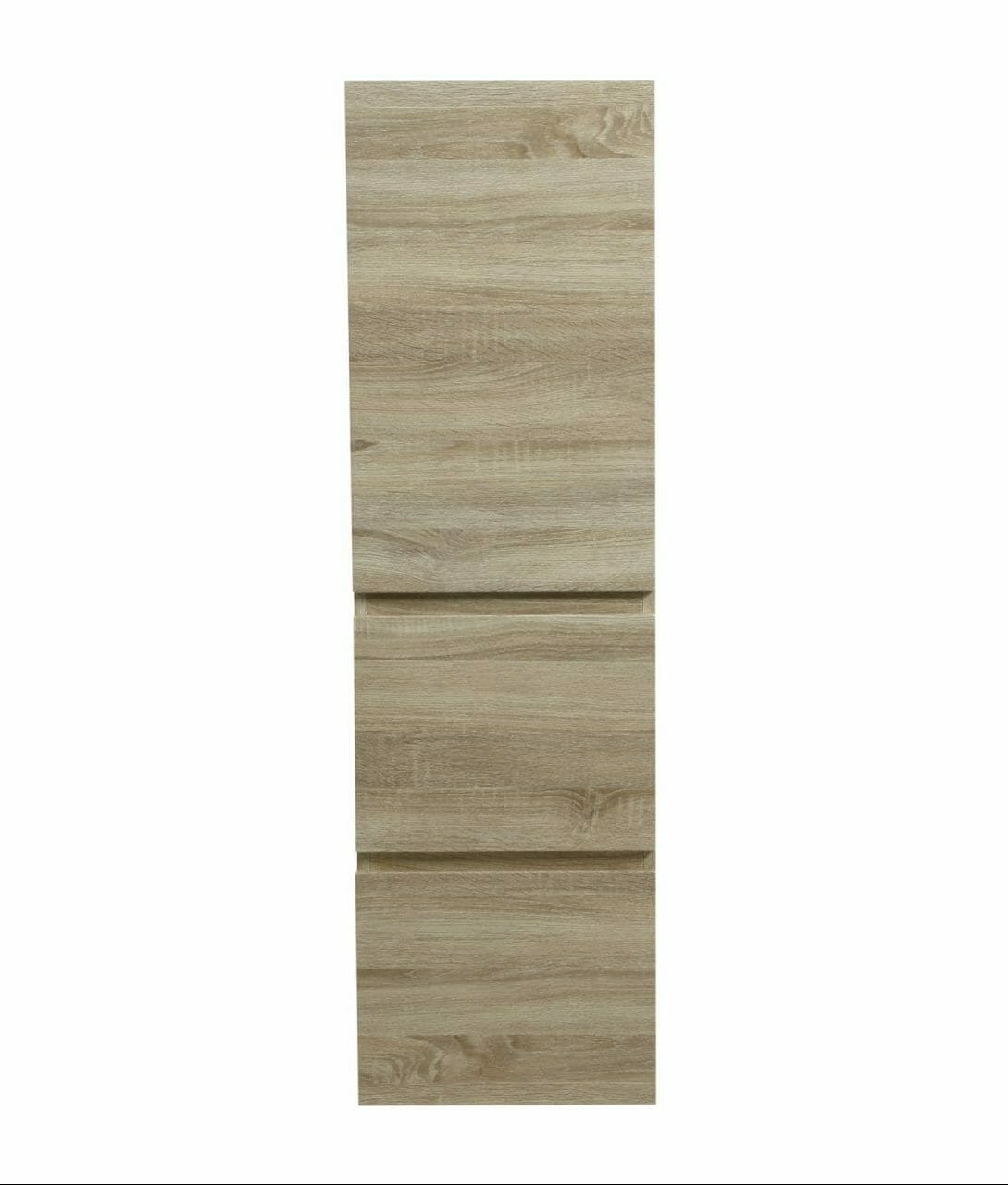 Wall Hung Tall Boy - Double Drawer - White Oak - 400mm