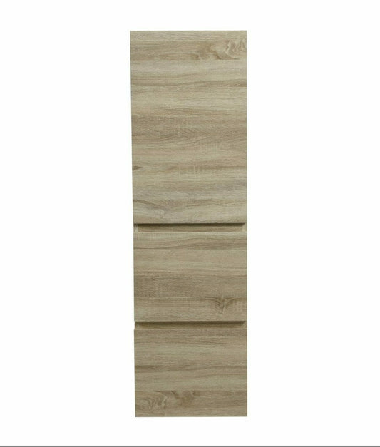 Wall Hung Tall Boy - Double Drawer - White Oak - 400mm