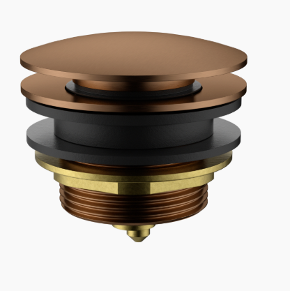 40 mm Bath Pop-Up Plug With Removable Waste No Overflow Brushed Copper