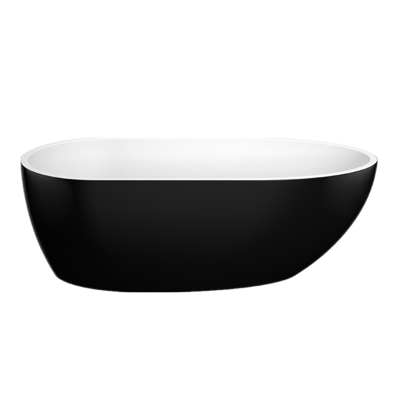 1690mm Freestanding Bathtub - No Overflow - Gloss Black & White