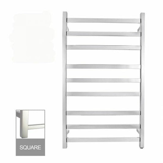 Square Chrome Electric Heated Towel Rack   - 9 Bars - 600mm