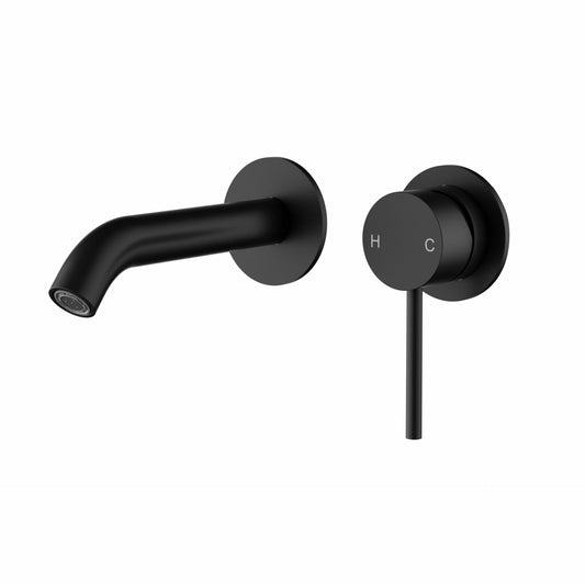 Otus Slimline Stainless Steel Wall Basin Mixer Separate Back Plate Trim Kits - Matt Black