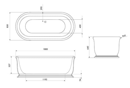 Camden 180 x 85 TitanCast Bath - Satin Silk White