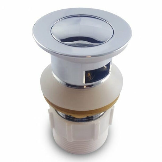 32/40mm Solid Brass Basin Pop Up Waste - Chrome - Overflow