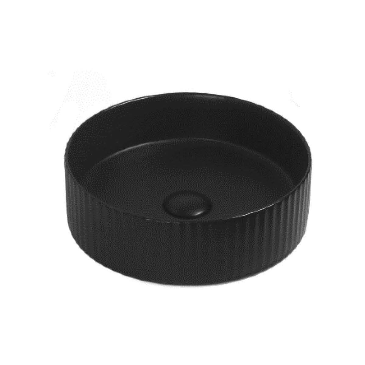 Bellevue Above Counter Artificial Stone -   Fluted - Matt Black - Round - 360mm