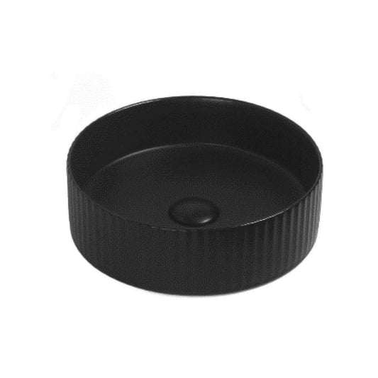 Bellevue Above Counter Artificial Stone -   Fluted - Matt Black - Round - 360mm