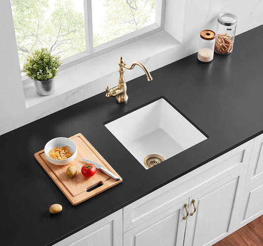 457mm Camden Fireclay Square Insert/Undermount Sink - Matte Black