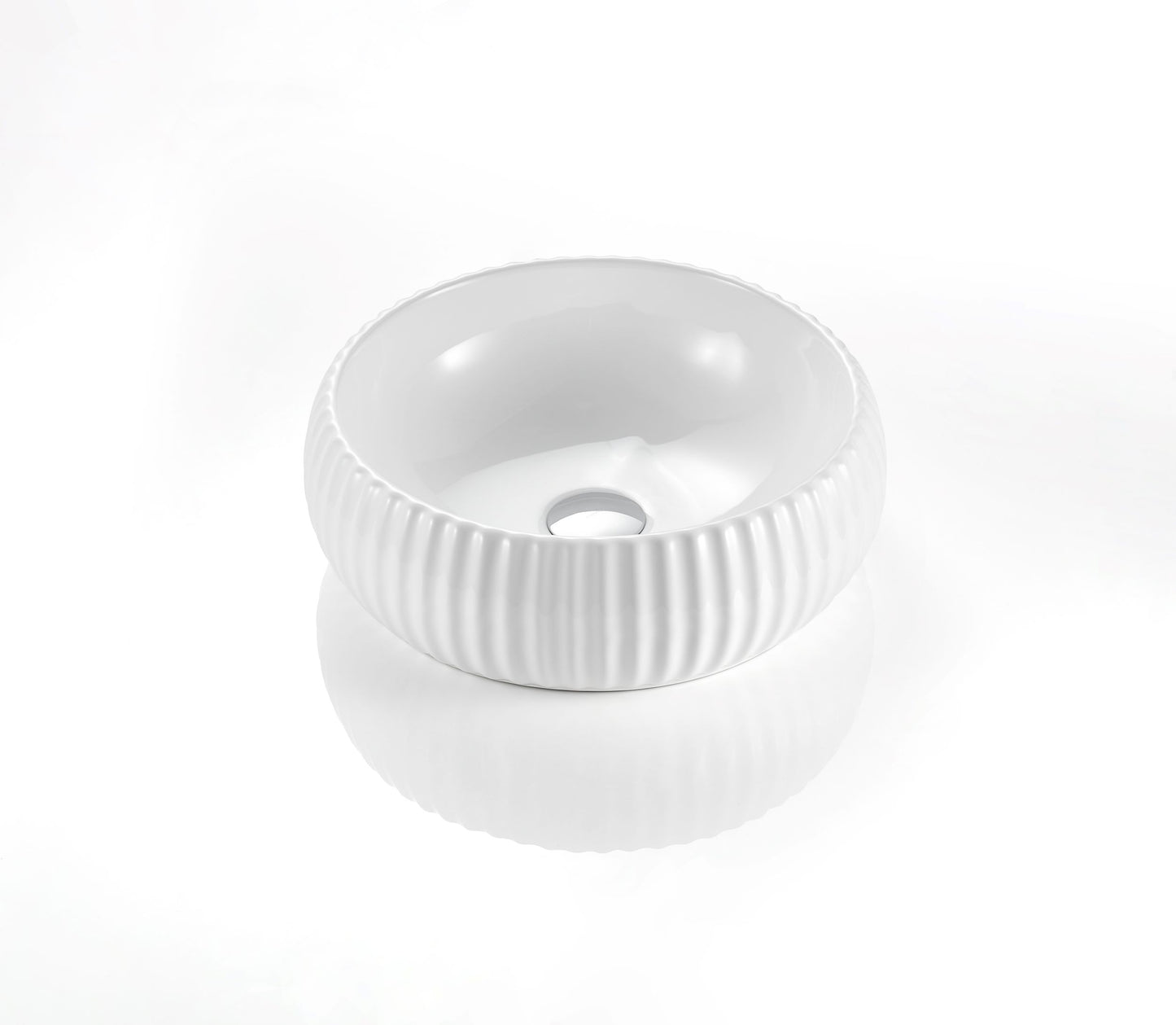 400mm Cascade Fluted Above Counter Basin - Gloss White