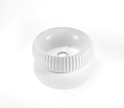 400mm Cascade Fluted Above Counter Basin - Gloss White