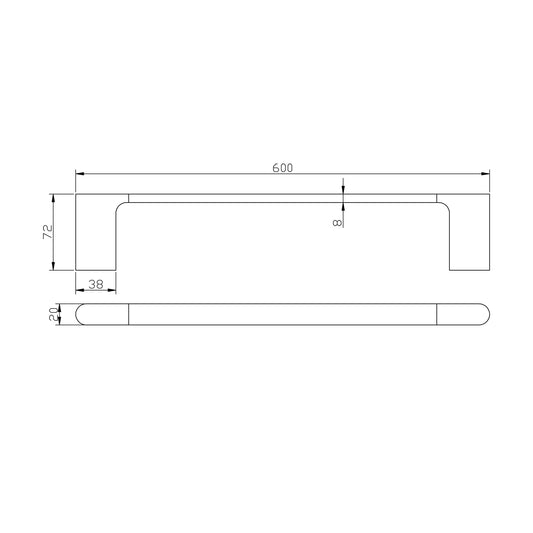 VOG Series Gun Metal Grey Single Towel Rail 600mm