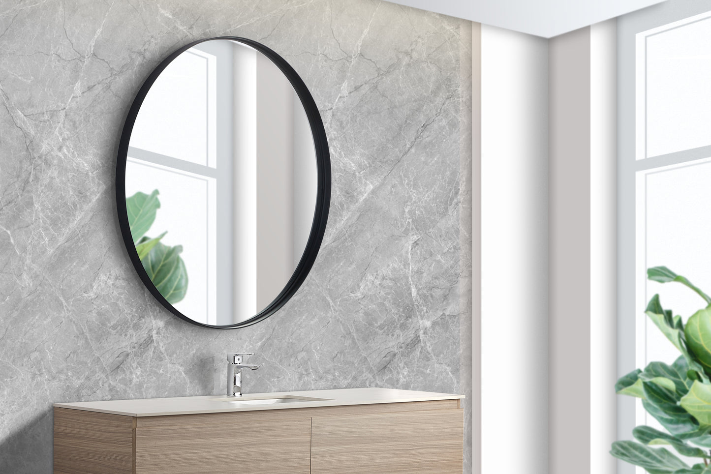 800mm Luna Aluminum Framed Mirror - Matte Black