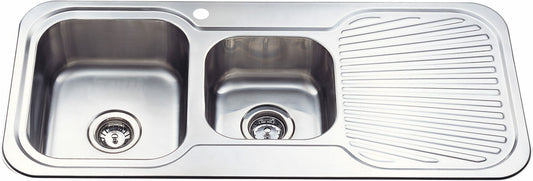 Cora 1 & 3/4 Bowl & Single   Drainer - 1080x480x170mm - Stainless Steel