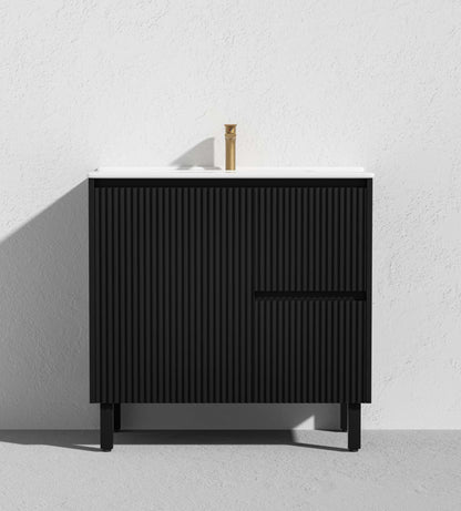 900mm Brighton Floor Vanity PVC Right Side Drawers - Cabinet Only - Matte Black