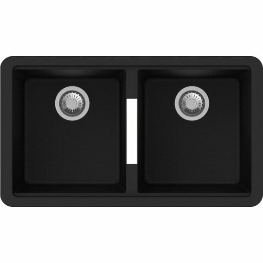 Carysil Black Double Bowls Granite  Undermount Kitchen Sink - 824x481x241mm