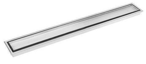 1500mm Stainless Steel/Chrome Tile Insertl Floor Waste - Center Cut