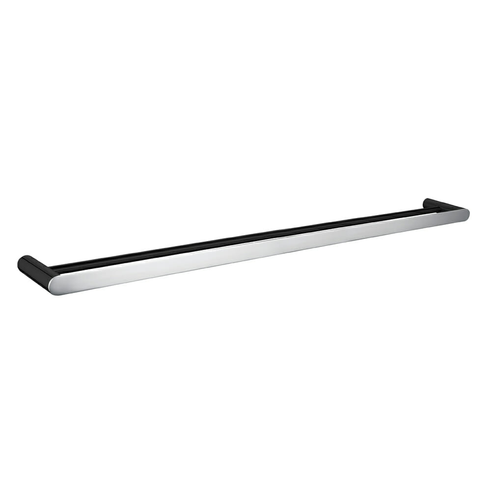 Bellino Black & Chrome Solid Brass Double Towel Rail 800mm