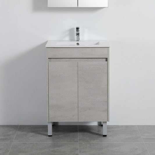 Nova Plywood Floor Vanity - Concrete Grey   - 600mm
