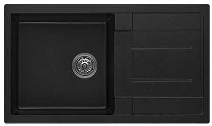 Fomos Sink 860 x 500mm - Single Bowl w/ Drainer - Black