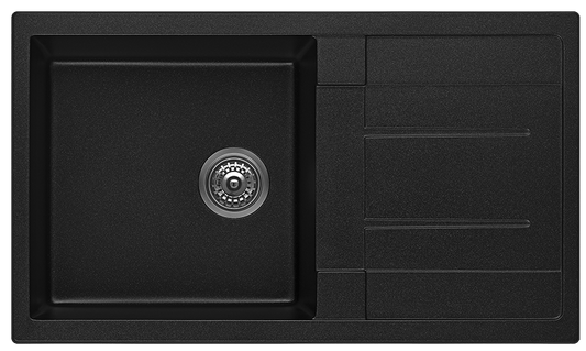 Fomos Sink 860 x 500mm - Single Bowl w/ Drainer - Black