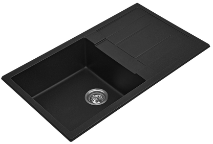 Fomos Sink 860 x 500mm - Single Bowl w/ Drainer - Black