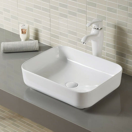 White Rectangle Basin  -  500 x 400 x 135mm