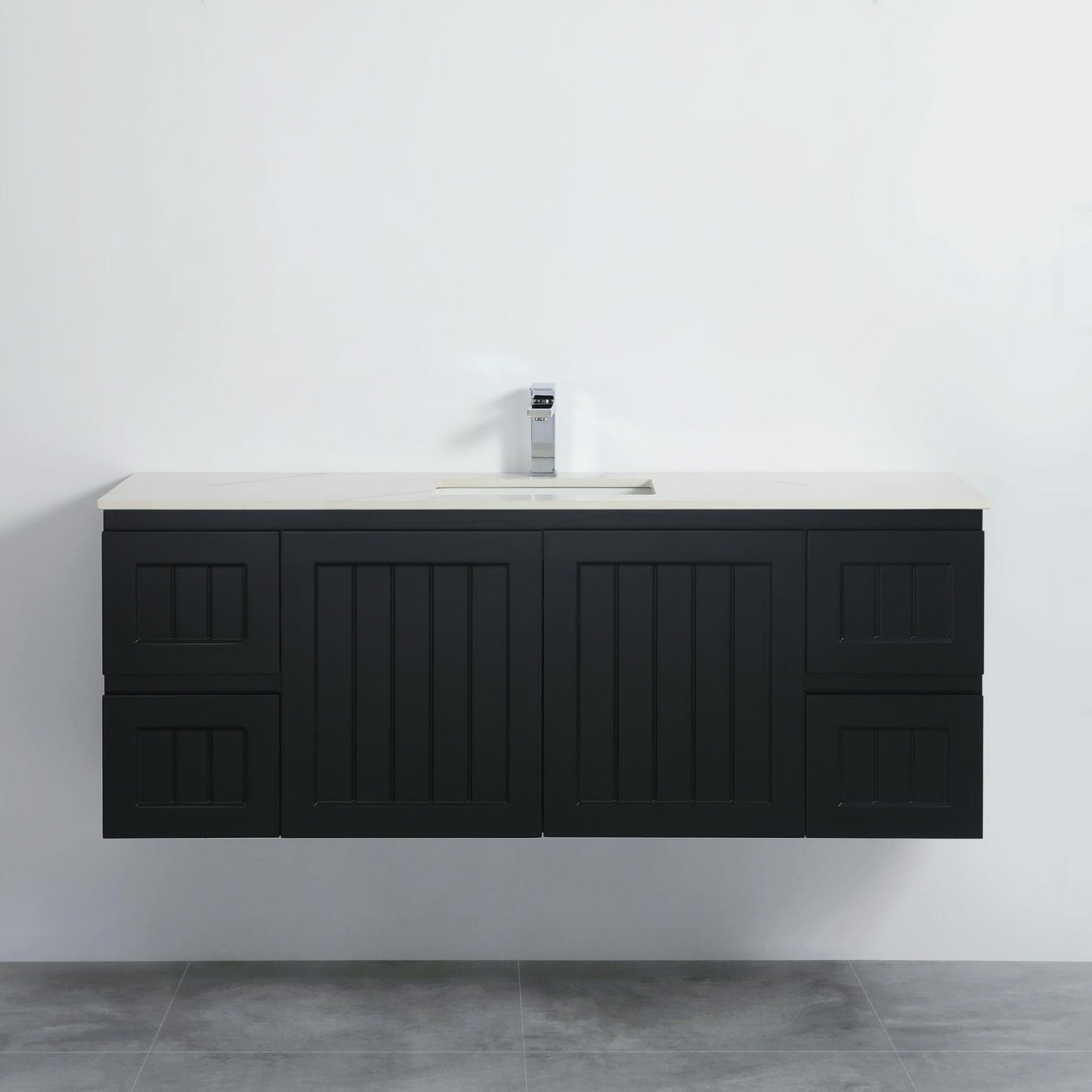 1500mm Acacia Wall Hung Vanity PVC Cabinet Only - Matte Black