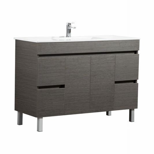 1200mm Evie Floor Vanity PVC - Cabinet Only - Single Bowl - Dark Brown