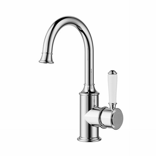 Clasico Gooseneck Basin Mixer Ceramic handle