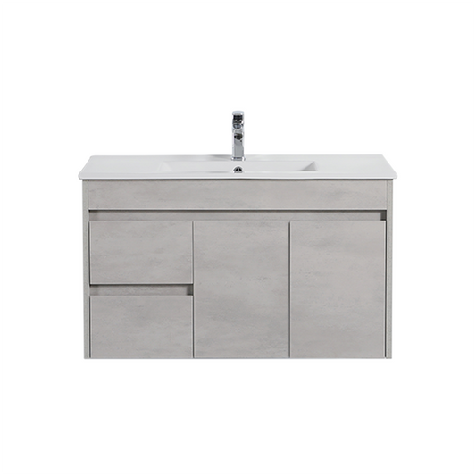 Nova Plywood Wall Hung Vanity - Concrete   Grey - 900mm