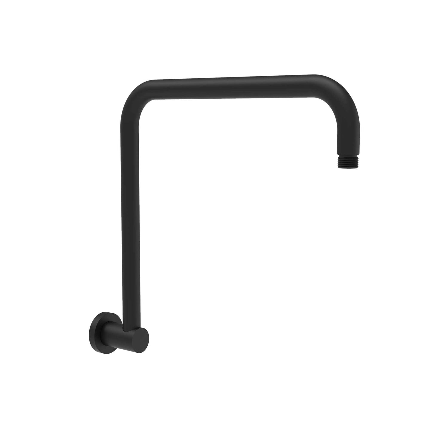 Round Matt Black Rectangle Curved Wall Shower Arm - PRY020-MB