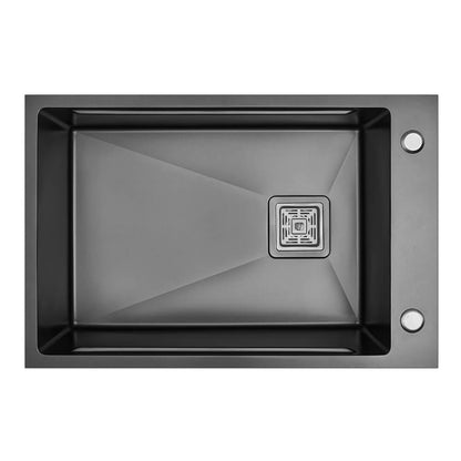 680mm Gun Metal Single Bowl Workstation Kitchen Sink - Slide Lip - Nano Coated Stainless Steel - Anti-Scratch