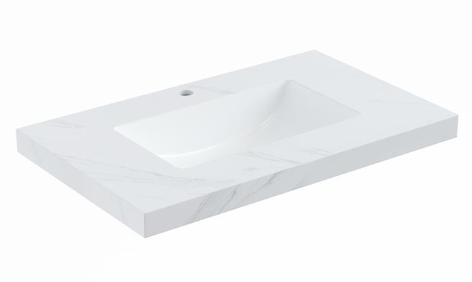 750mmx460mm  Stone Top with Undermount Basin - Diamond SINTERED Top Seamless Jointed with Ceramic Basin - Tap Hole