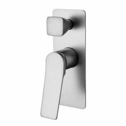 RUSHY Square Brushed Nickel Wall Mixer   With Diverter