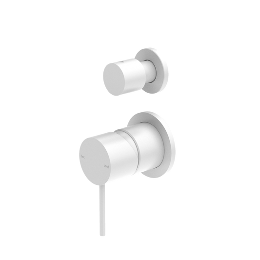 Mecca Shower Mixer With Diverter Separate Back Plate Matte White