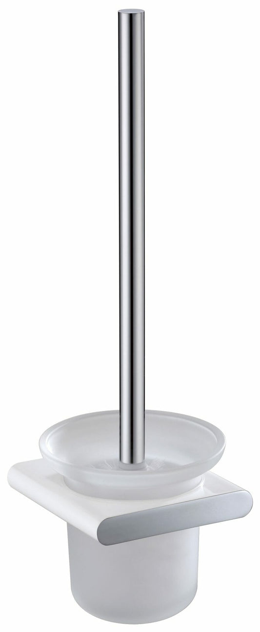 Cora Toilet Brush Holder - Chrome & White