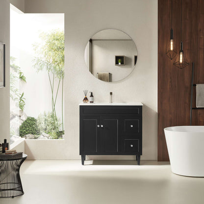 900mm Harrington Floor Vanity PVC Right Side Drawers - Cabinet Only - Matte Black