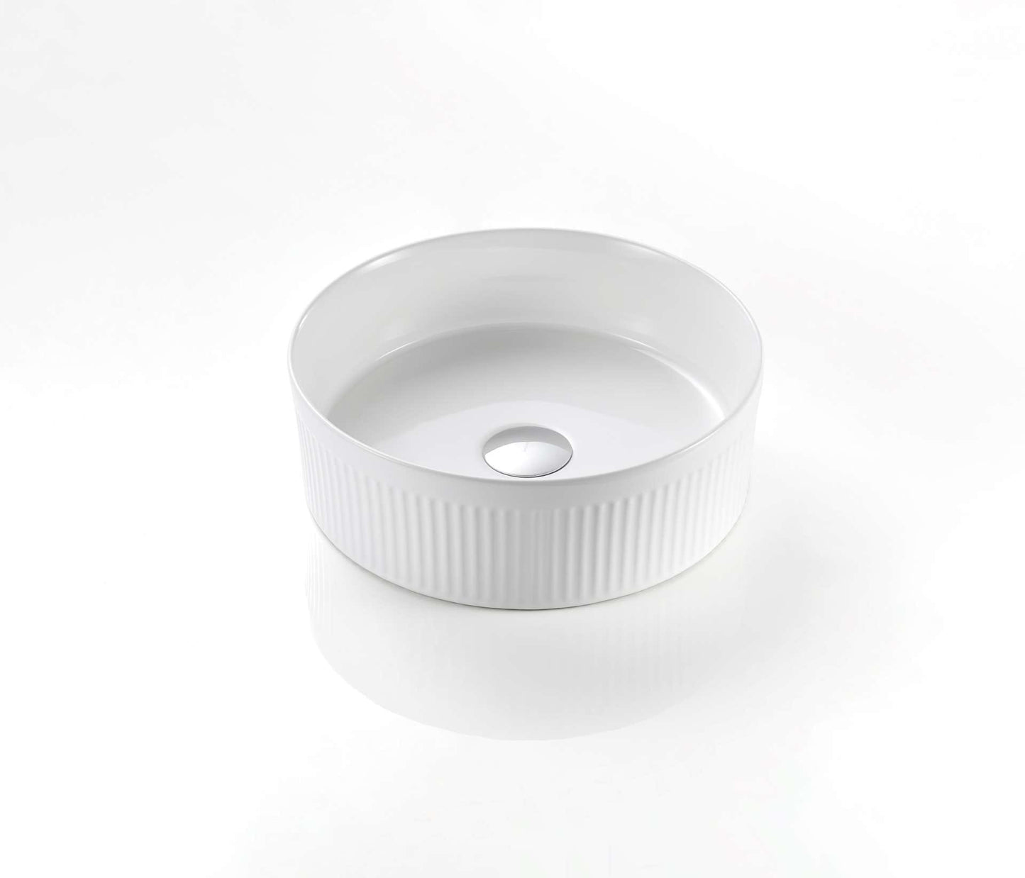 410mm Cascade Fluted Above Counter Basin - Matte White