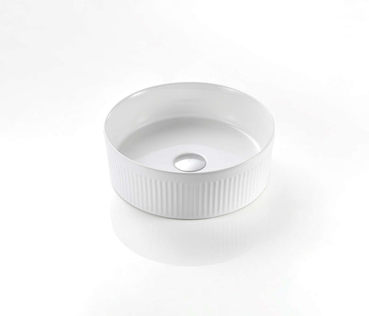 410mm Cascade Fluted Above Counter Basin - Matte White