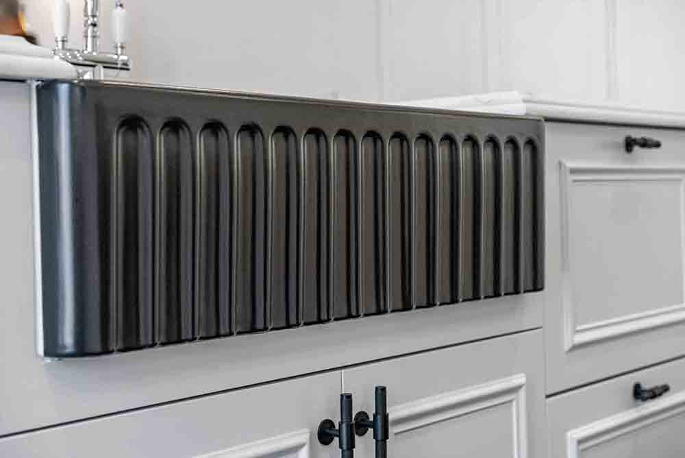Novi 85x46 Double Bowl Fireclay Butler Sink - Matte Black