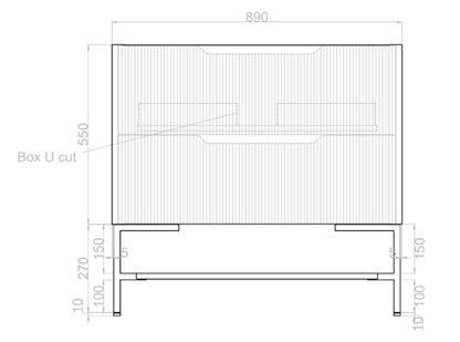 Bali Wall Hung Bathroom FS Vanity American Oak Linear Fluted Cabinet