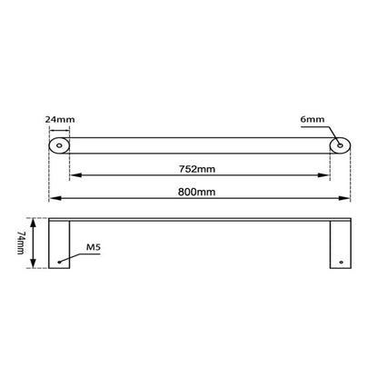 RUSHY Series Chrome Single Towel Rail 800mm