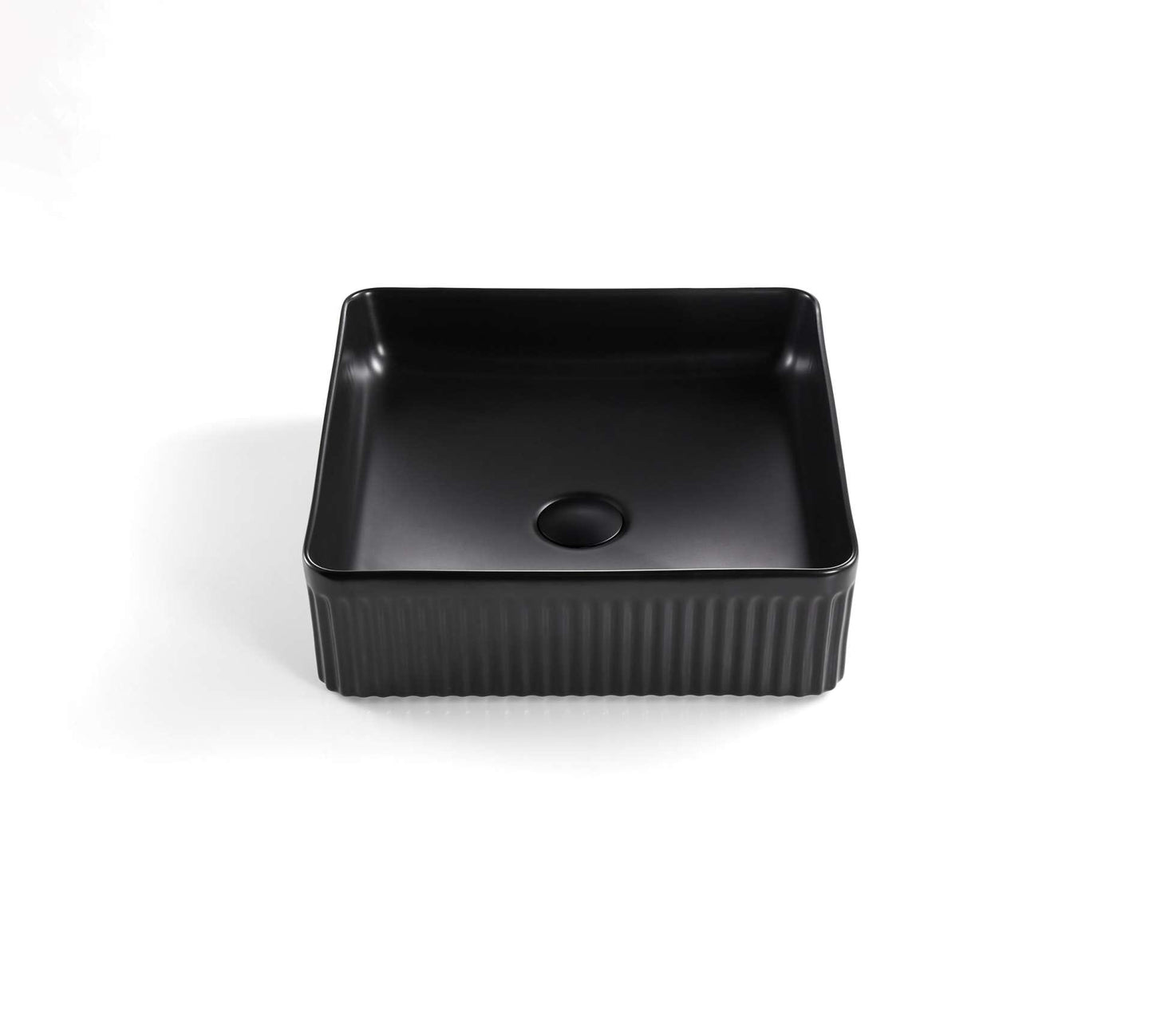 415mmx415mm Cascade Fluted Above Counter Basin - Matte Black