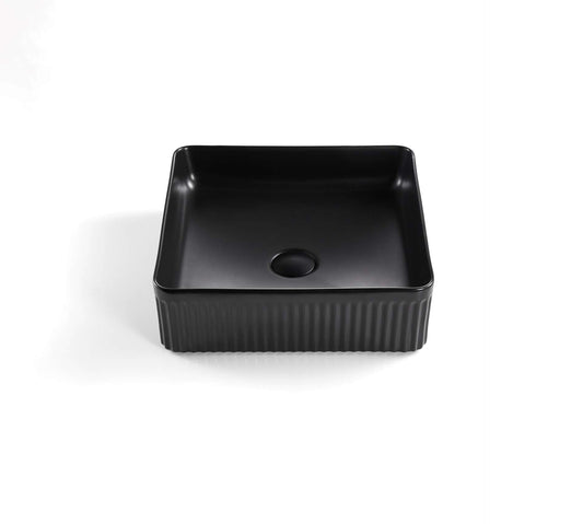 415mmx415mm Cascade Fluted Above Counter Basin - Matte Black