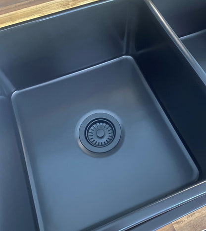 90x50 Matte Black Basket Waste & Long Bolt