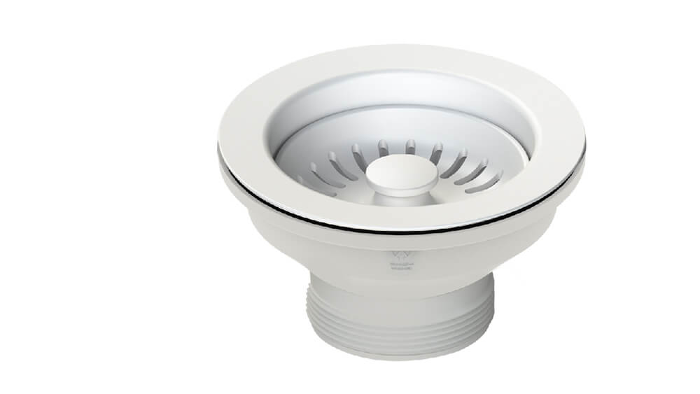 90x50 Matte White Basket Waste & Long Bolt